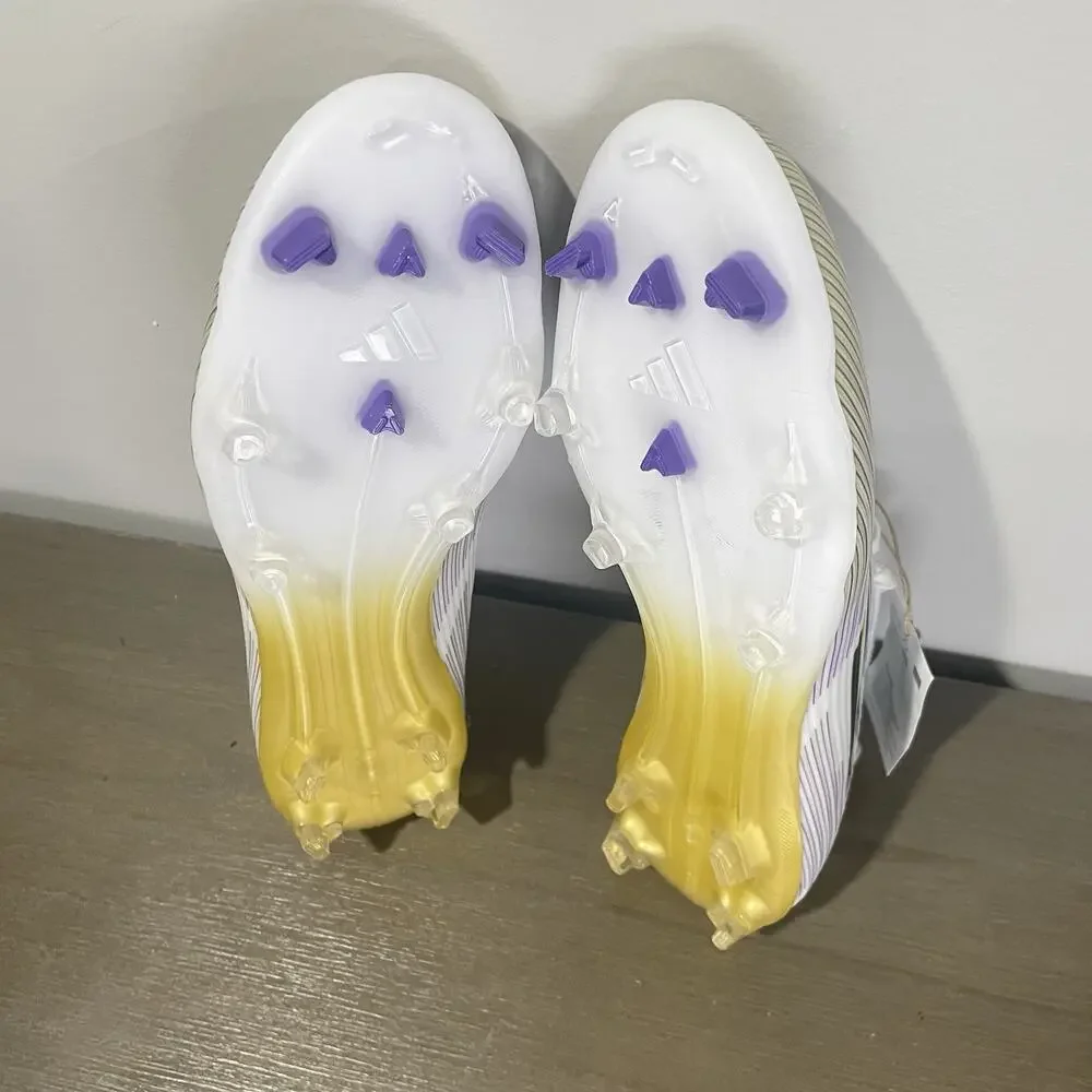 Adidas Mens Size 8 Soccer Cleats NEW F50 League FG MG White Purple Gold JI0005